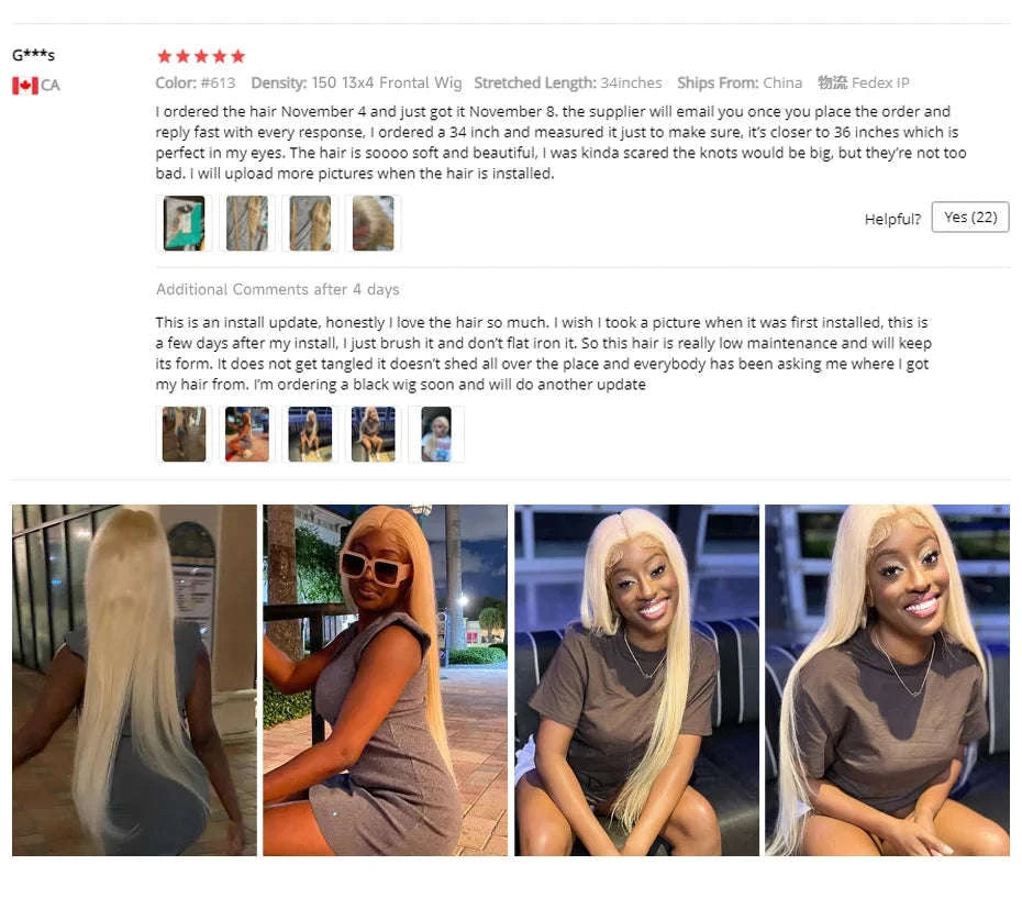 613 Honey Blonde Straight Lace Front Human Hair Wig (13x4, 13x6, 360 HD)-360 HD Frontal Wig / 42inches / 200 Density|United States