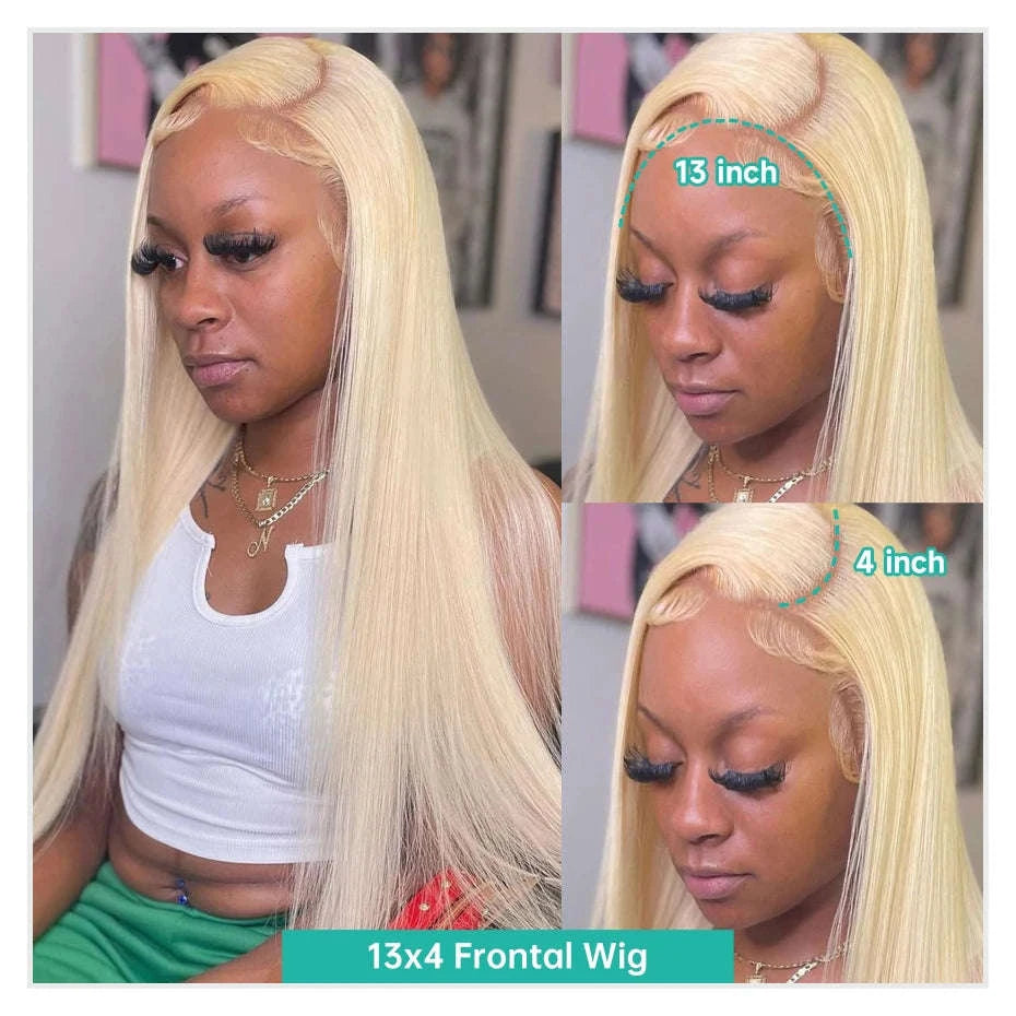 613 Honey Blonde Straight Lace Front Human Hair Wig (13x4, 13x6, 360 HD)-360 HD Frontal Wig / 42inches / 200 Density|United States