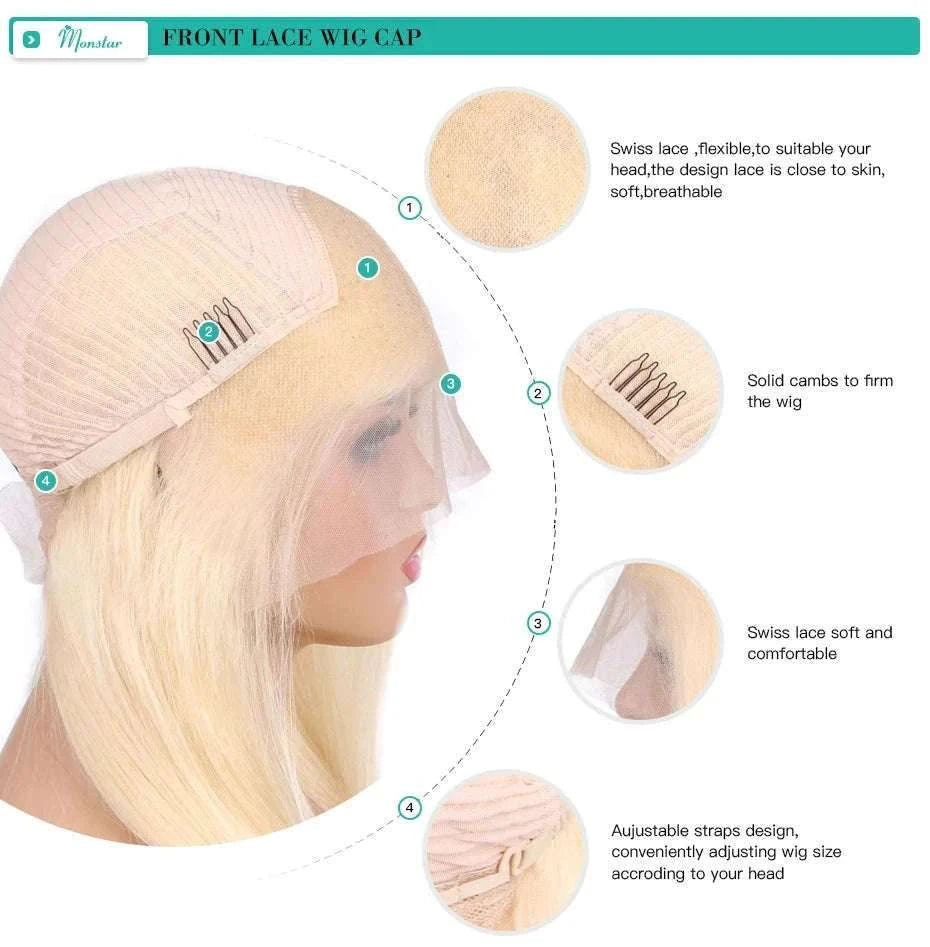613 Honey Blonde Straight Lace Front Human Hair Wig (13x4, 13x6, 360 HD)-
