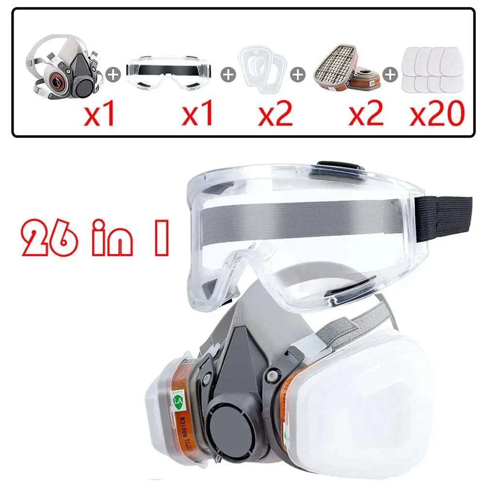 6200 Half Face Respirator Mask Kit with Filters for Paint & Gas-26in1 / United States