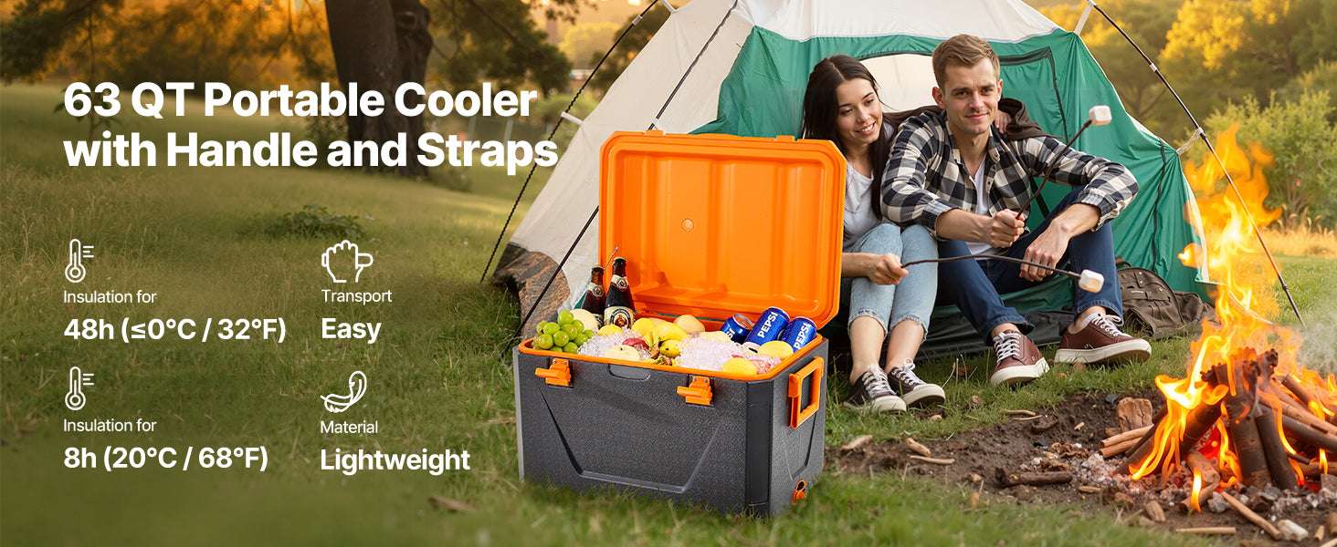 63QT Portable Hard Cooler with Ice Retention for Camping & Travel-63qt / United States