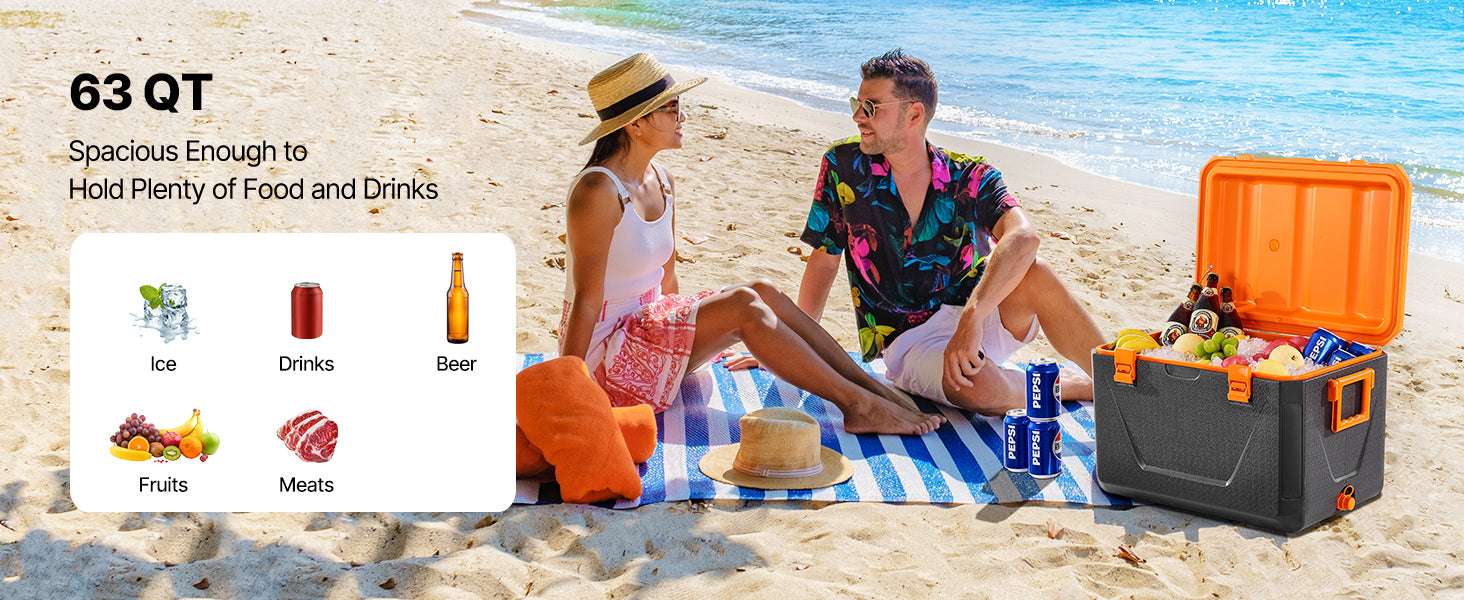 63QT Portable Hard Cooler with Ice Retention for Camping & Travel-63qt / United States