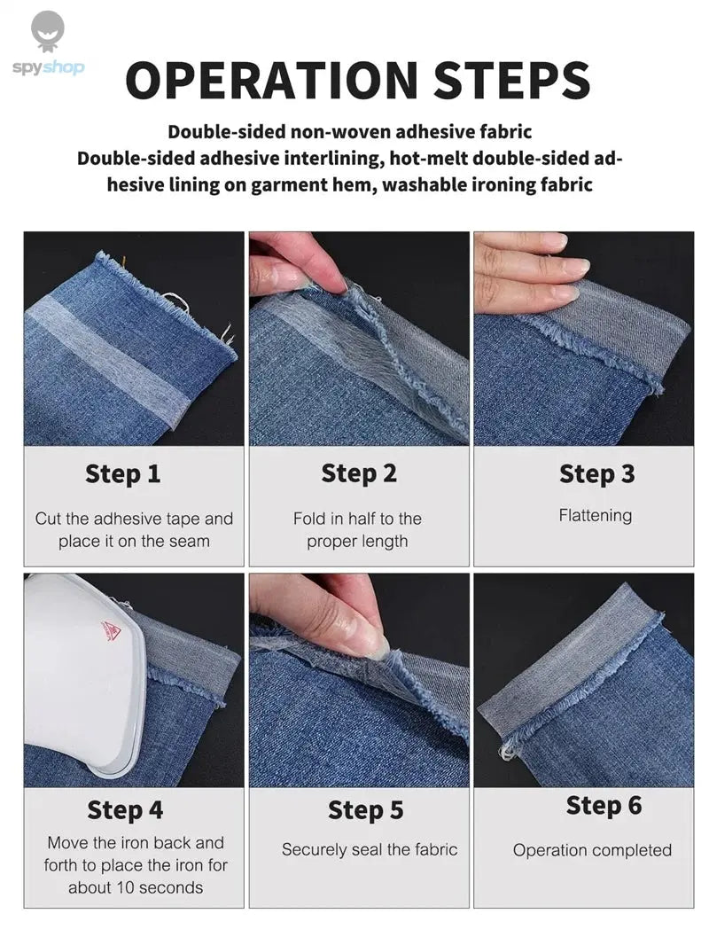 64M Roll Non-woven Double-side Interlining Adhesive Fabric Cloth Apparel Iron On Hem Tape Edge Shorten Pants DIY Sewing Tool Spy-shop.com