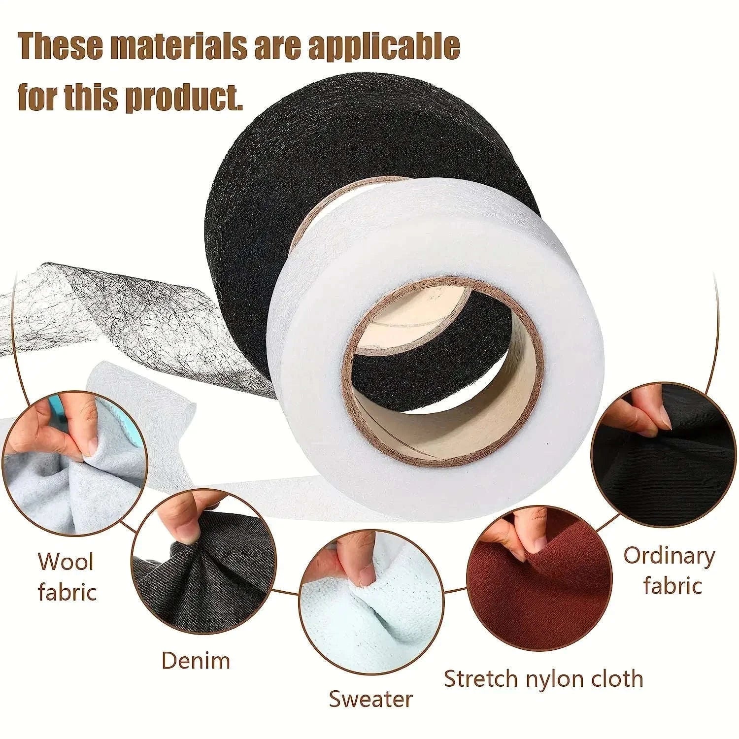 64M Iron-On Hem Tape – Quick No-Sew Bond for Clothing and Home Projects-Black W 1.5cm