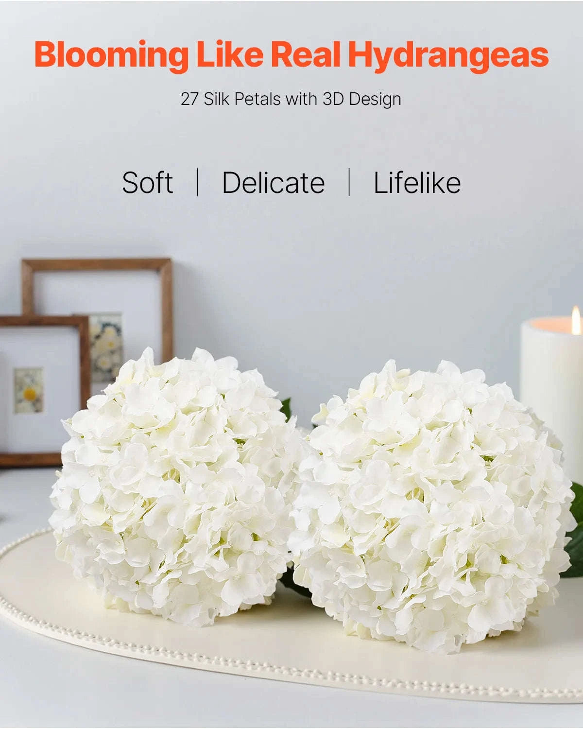 65-Pack White Artificial Hydrangea Bouquet with Stem-white / 205pcs / United States