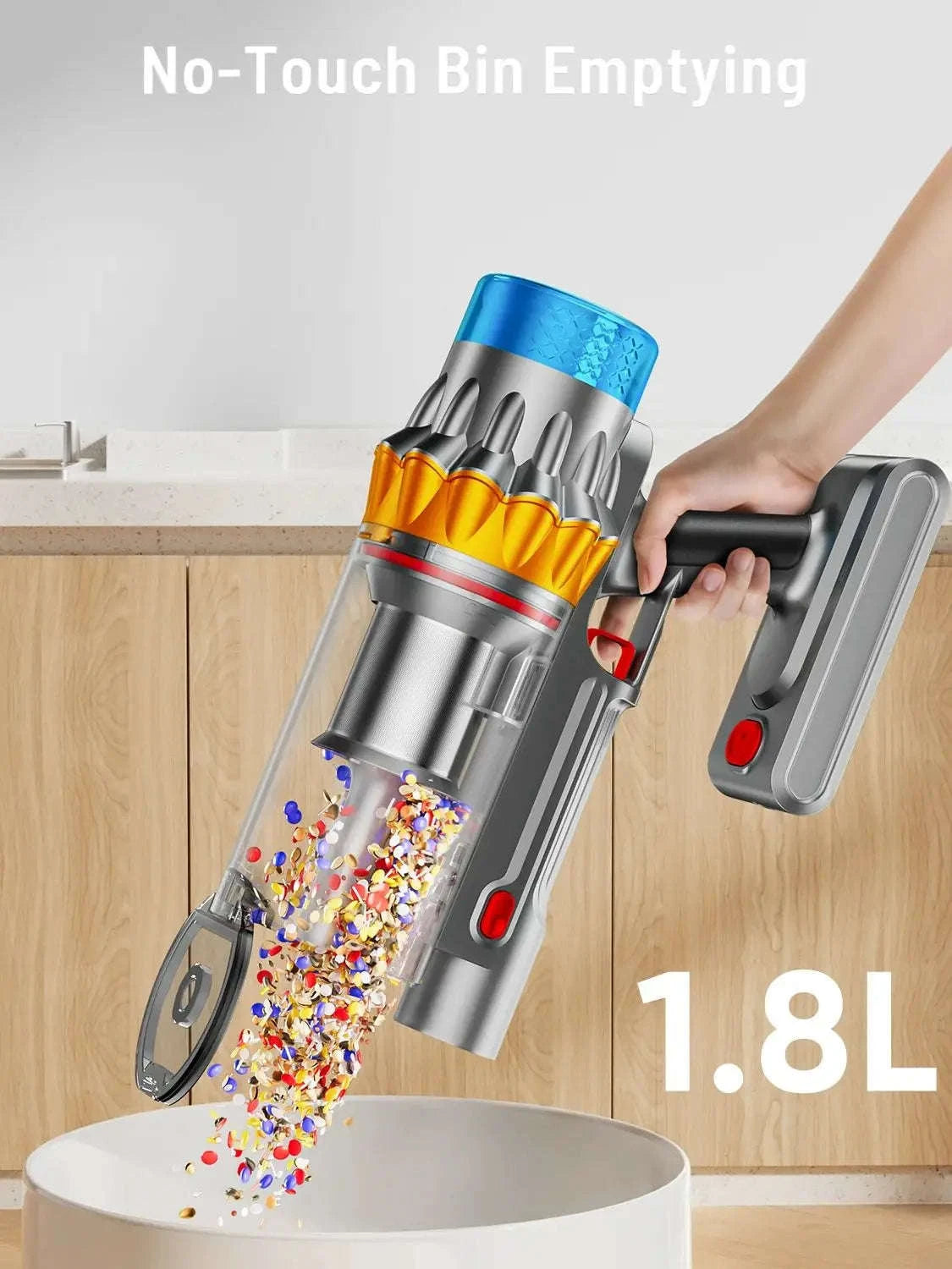 650W Cordless Vacuum Cleaner 65KPA Strong Suction for Pet Hair and Carpet-EU / United States