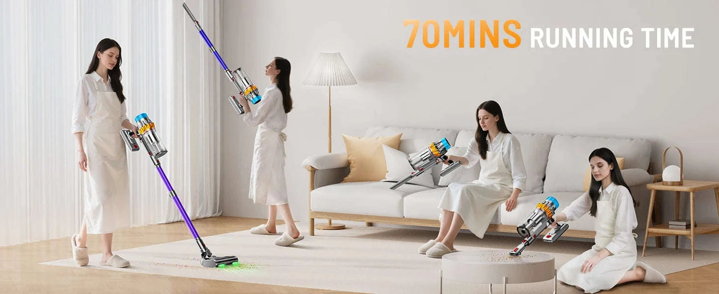 650W Cordless Vacuum Cleaner 65KPA Strong Suction for Pet Hair and Carpet-EU / United States