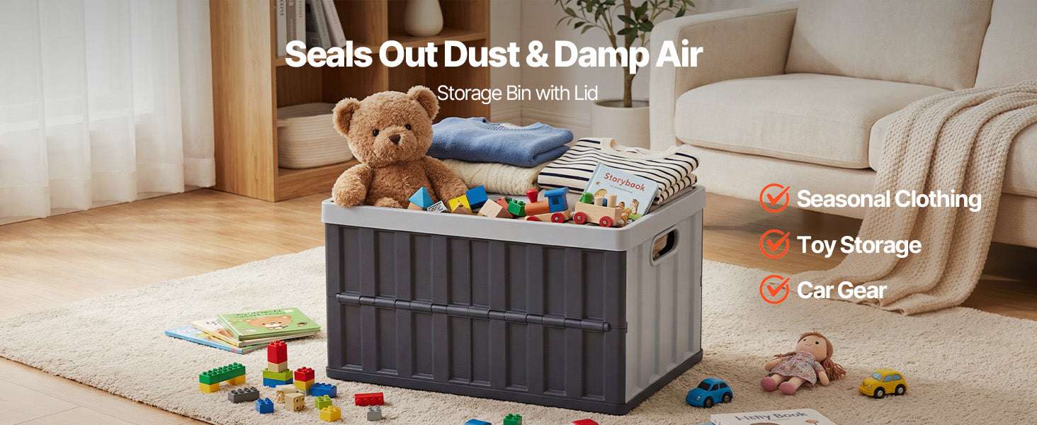 65L Collapsible Storage Bins with Lids – Stackable Folding Crates-3PCS / United States