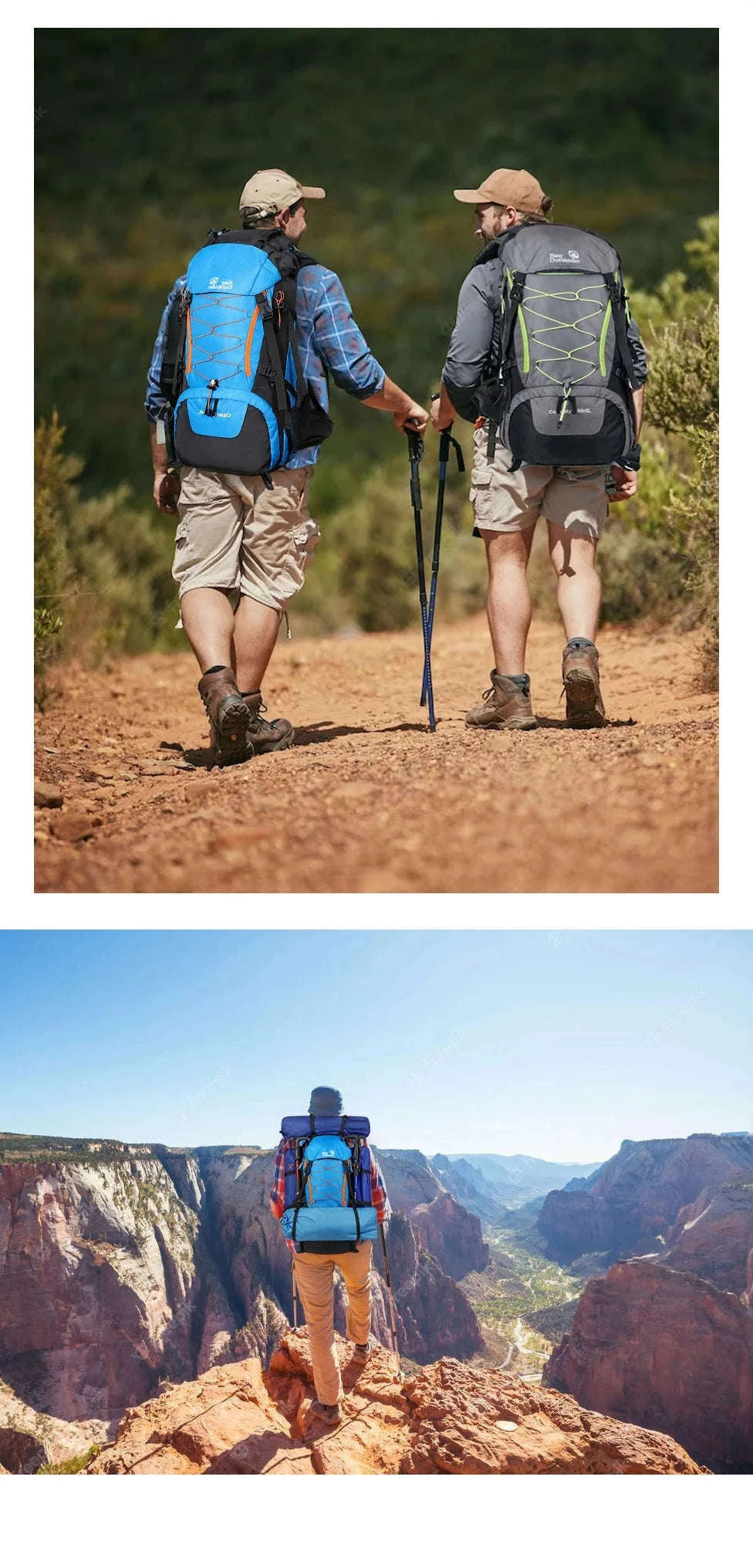65L Waterproof Climbing Backpack for Hiking and Camping-Gray