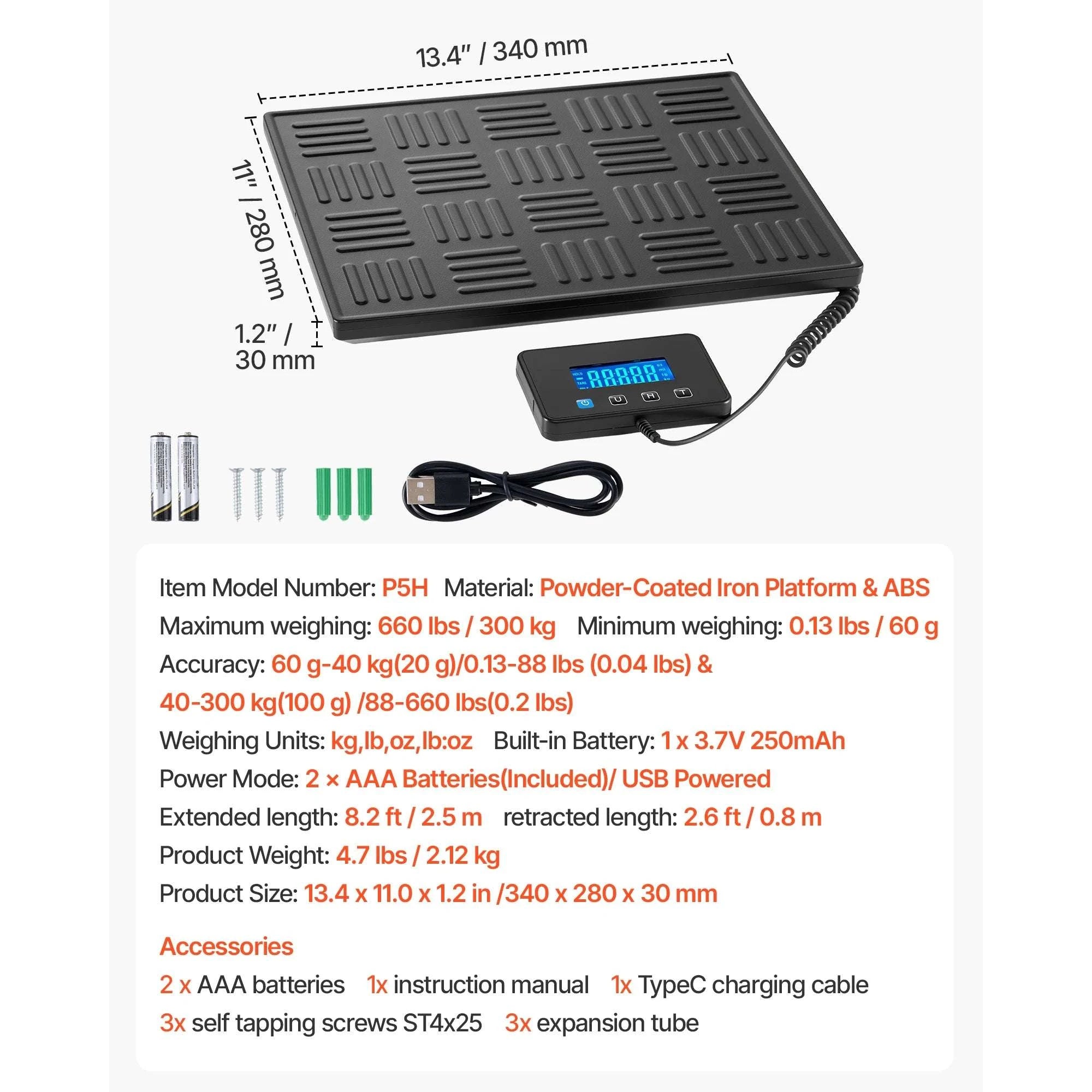 660 lb Digital Postal Scale with Dual Accuracy & Detachable Display-660 lbs / United States