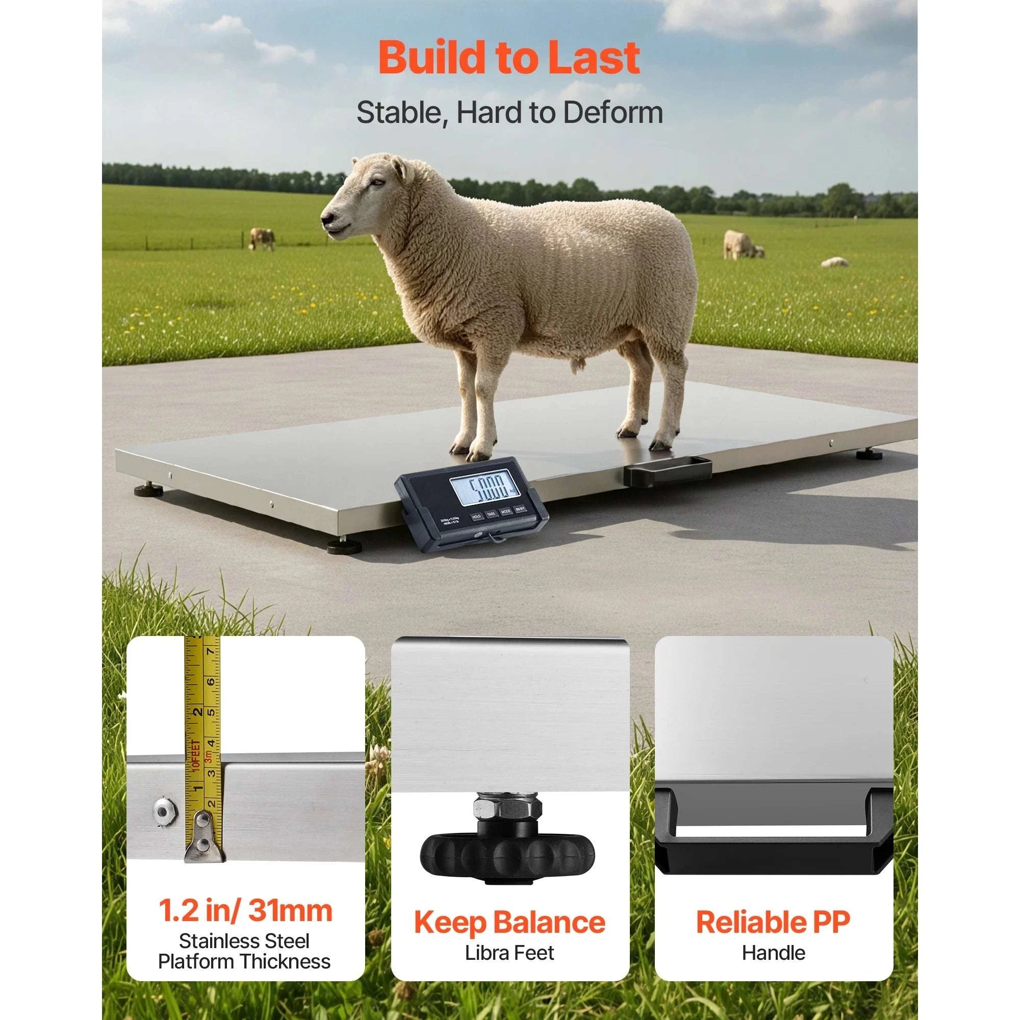 660 lb Digital Shipping Scale with LCD Display & AC/DC Power-660 lbs / United States