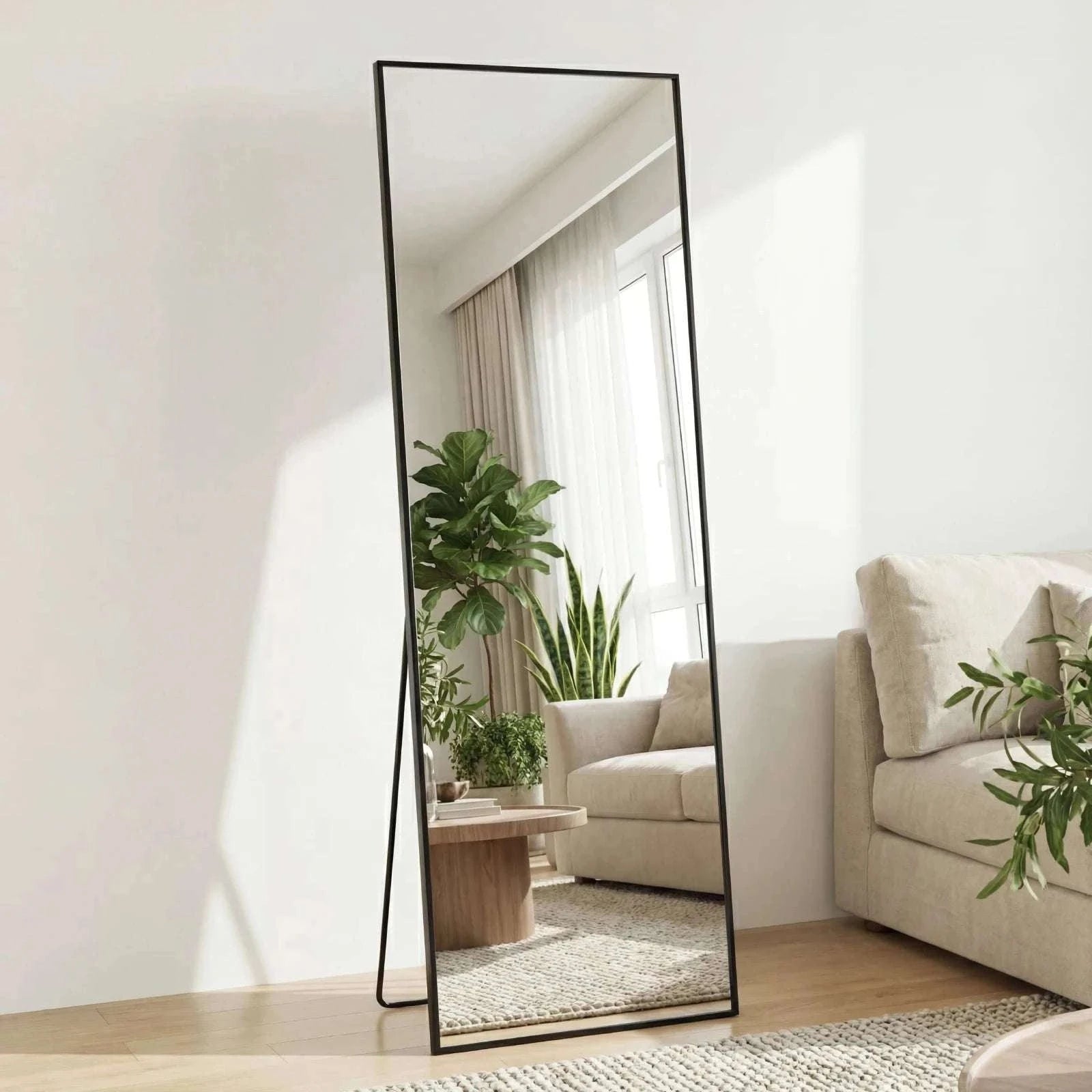 68x26 Arched Full Length Mirror with Stand for Bedroom or Bathroom-Black-rectangle / United States