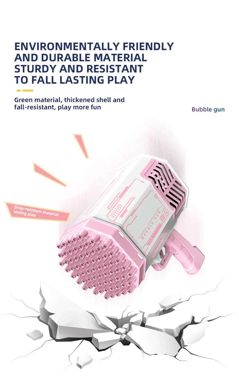 69-Hole Bubble Gun with Lights and Rechargeable Power-Rabbit