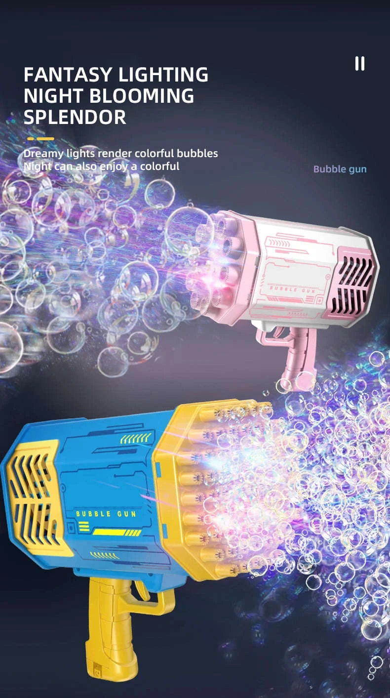 69-Hole Bubble Gun with Lights and Rechargeable Power-Rabbit