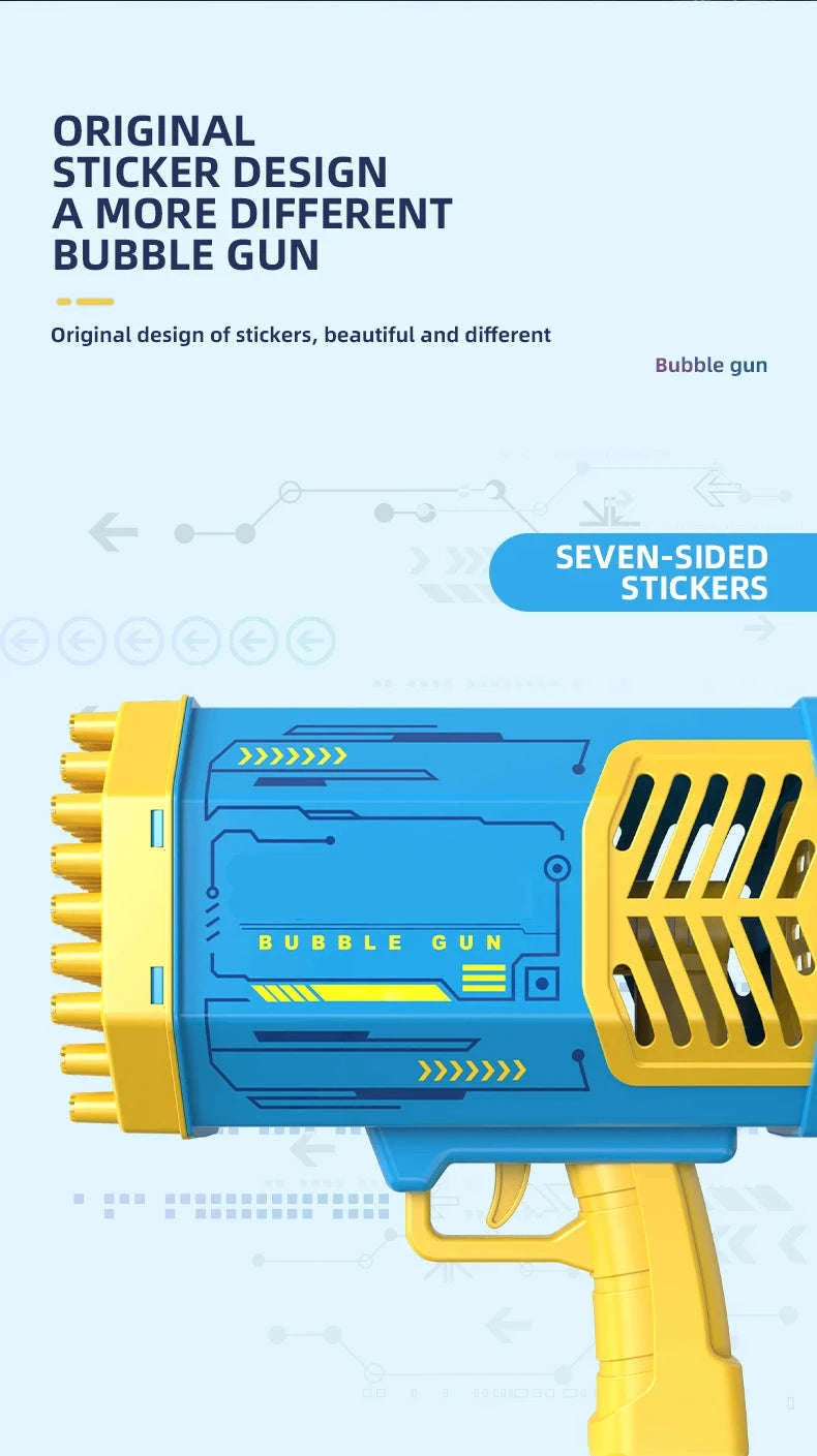 69-Hole Bubble Gun with Lights and Rechargeable Power-Rabbit