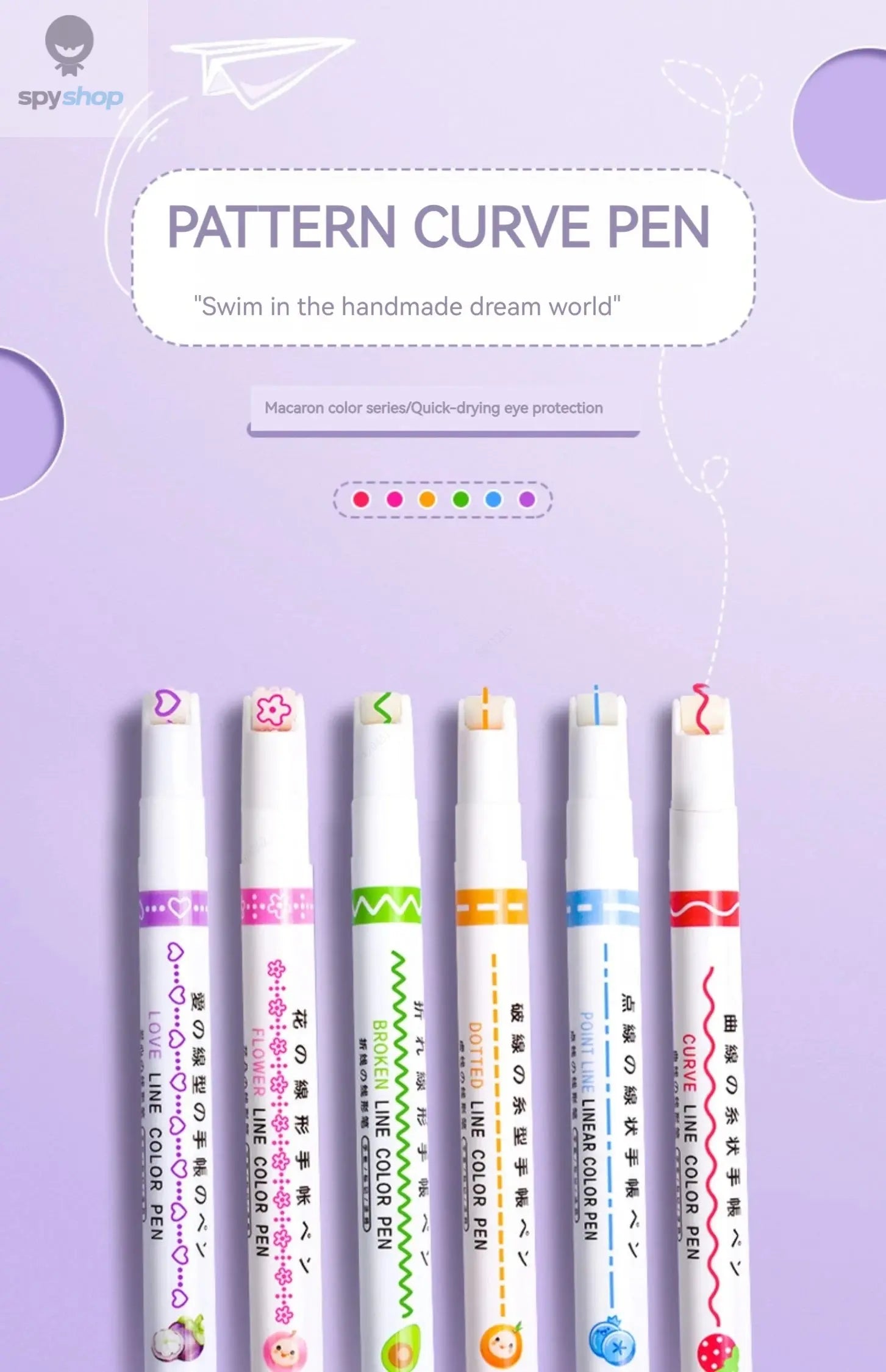 6Pcs/Set Flower Line Shape Highlighter Pen Roller Tip Curve Liner Marker Kawaii Korean Stationery School Office Supplies Gifts Spy-shop.com