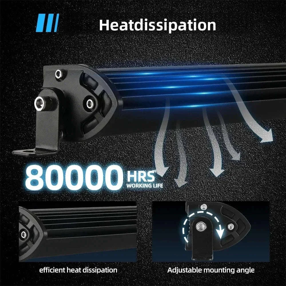 6D Ultra Slim Single Row LED Light Bar 6000K White-20inch 1pcs