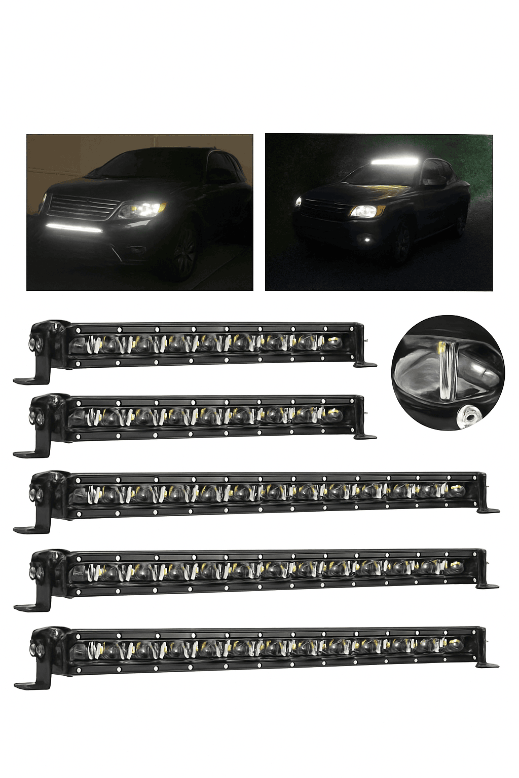 6D Ultra Slim Single Row LED Light Bar 6000K White for Off-Road Use-26inch 1pcs / China Mainland