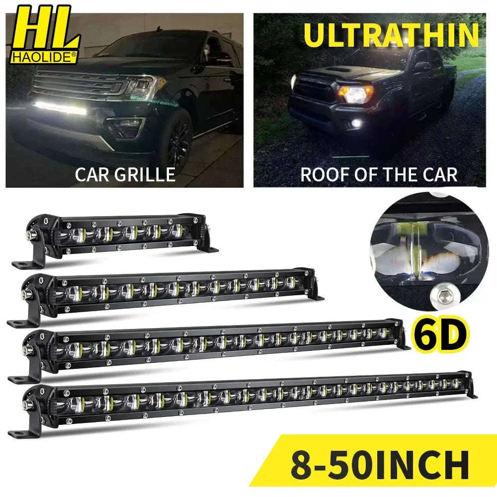 6D Ultra Slim Single Row LED Light Bar 6000K White for Off-Road Use-26inch 1pcs / China Mainland