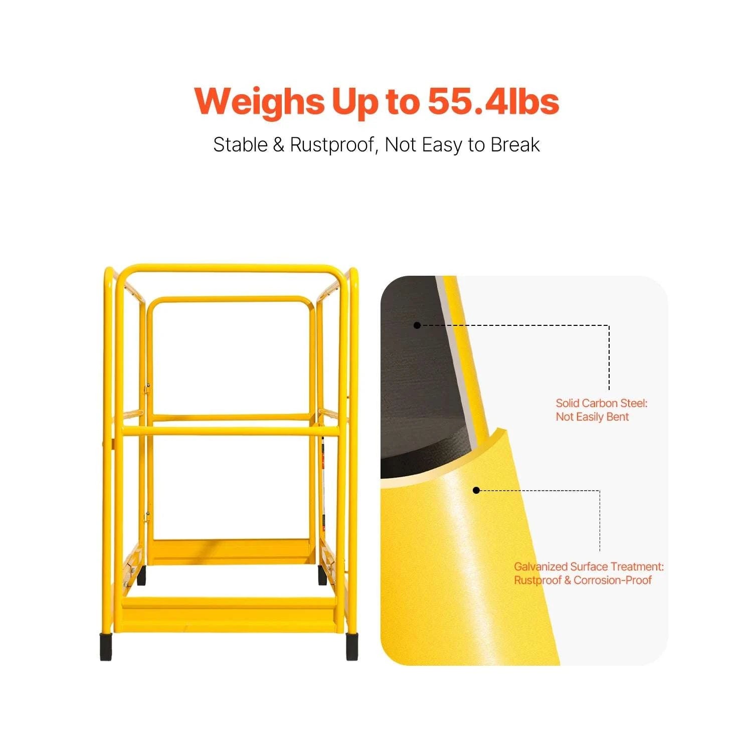 6ft Scaffolding Safety Guardrail System with Carbon Steel Frame-Leveling Jacks 4pcs / United States