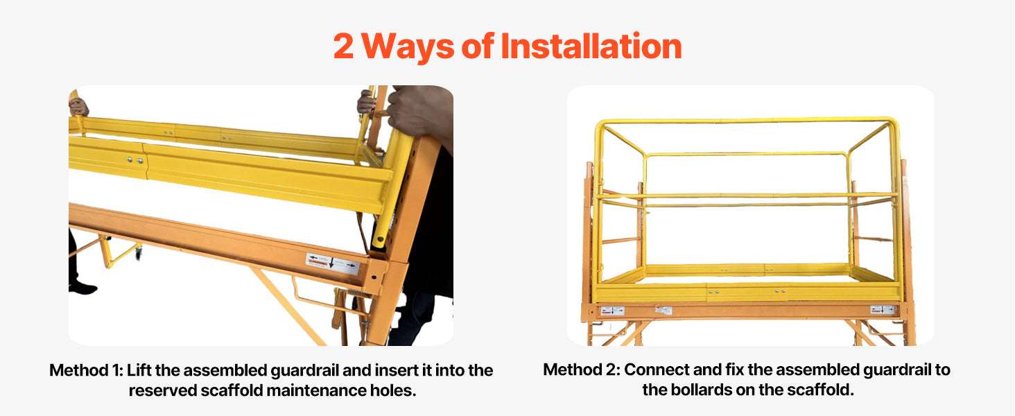6ft Scaffolding Safety Guardrail System with Carbon Steel Frame-Leveling Jacks 4pcs / United States