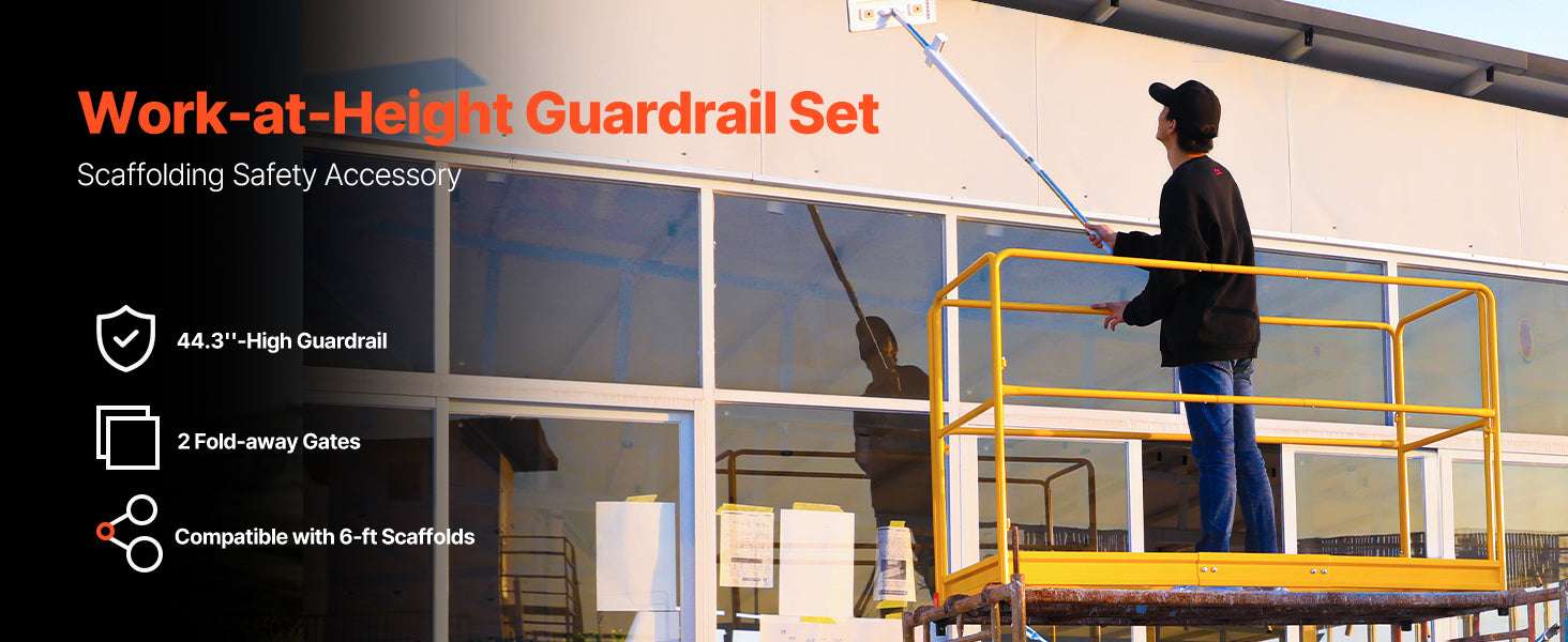 6ft Scaffolding Safety Guardrail System with Carbon Steel Frame-Leveling Jacks 4pcs / United States