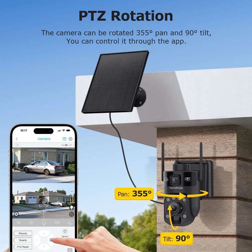 6K 12MP 4G/WiFi Solar Battery Security Camera 60X Zoom PTZ Outdoor-Black WIFI 32GB