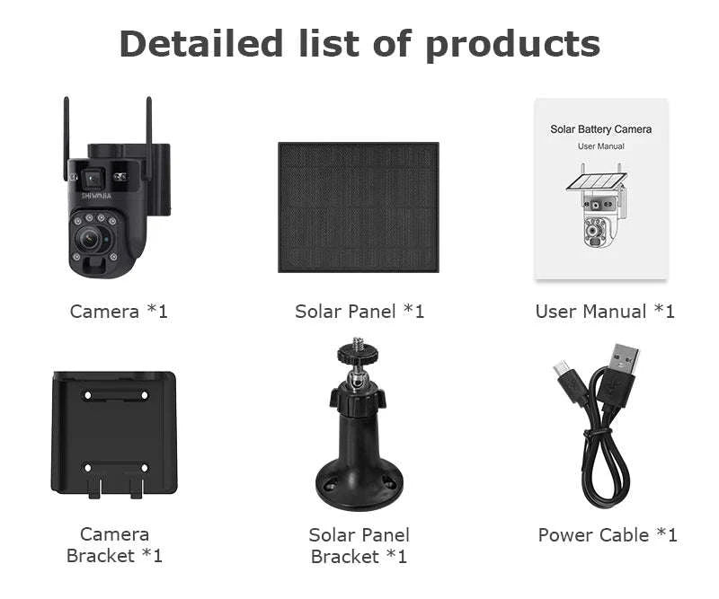 6K 12MP 4G/WiFi Solar Battery Security Camera 60X Zoom PTZ Outdoor-Black WIFI 32GB
