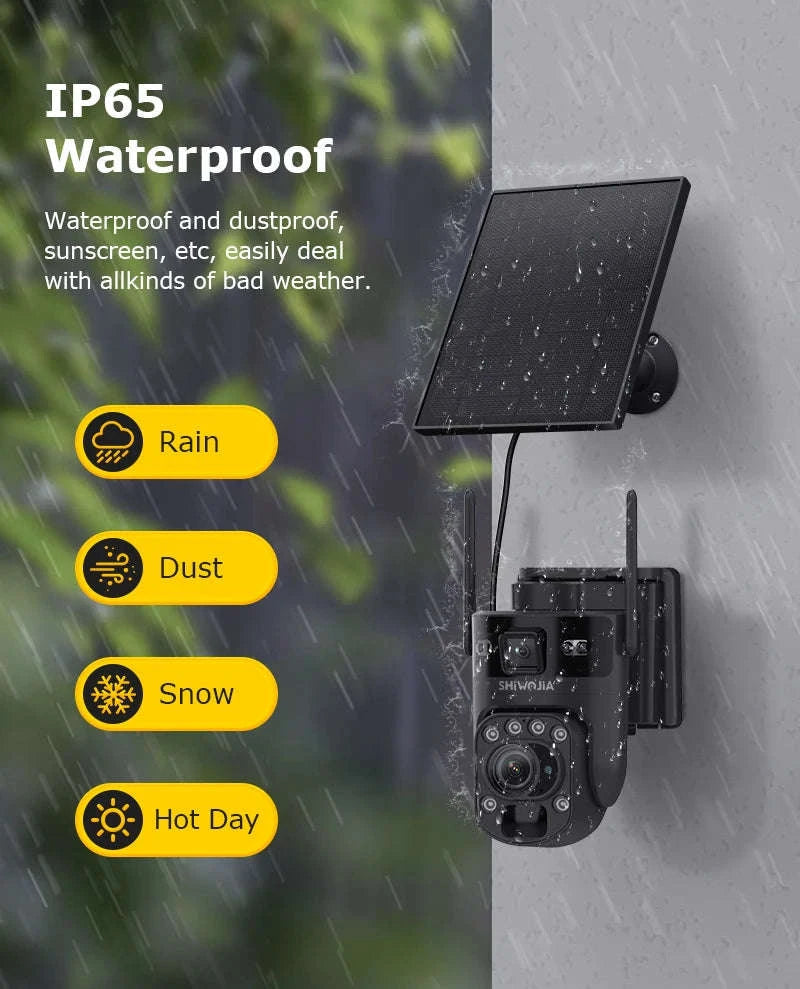 6K 12MP 4G/WiFi Solar Battery Security Camera 60X Zoom PTZ Outdoor-Black WIFI 32GB