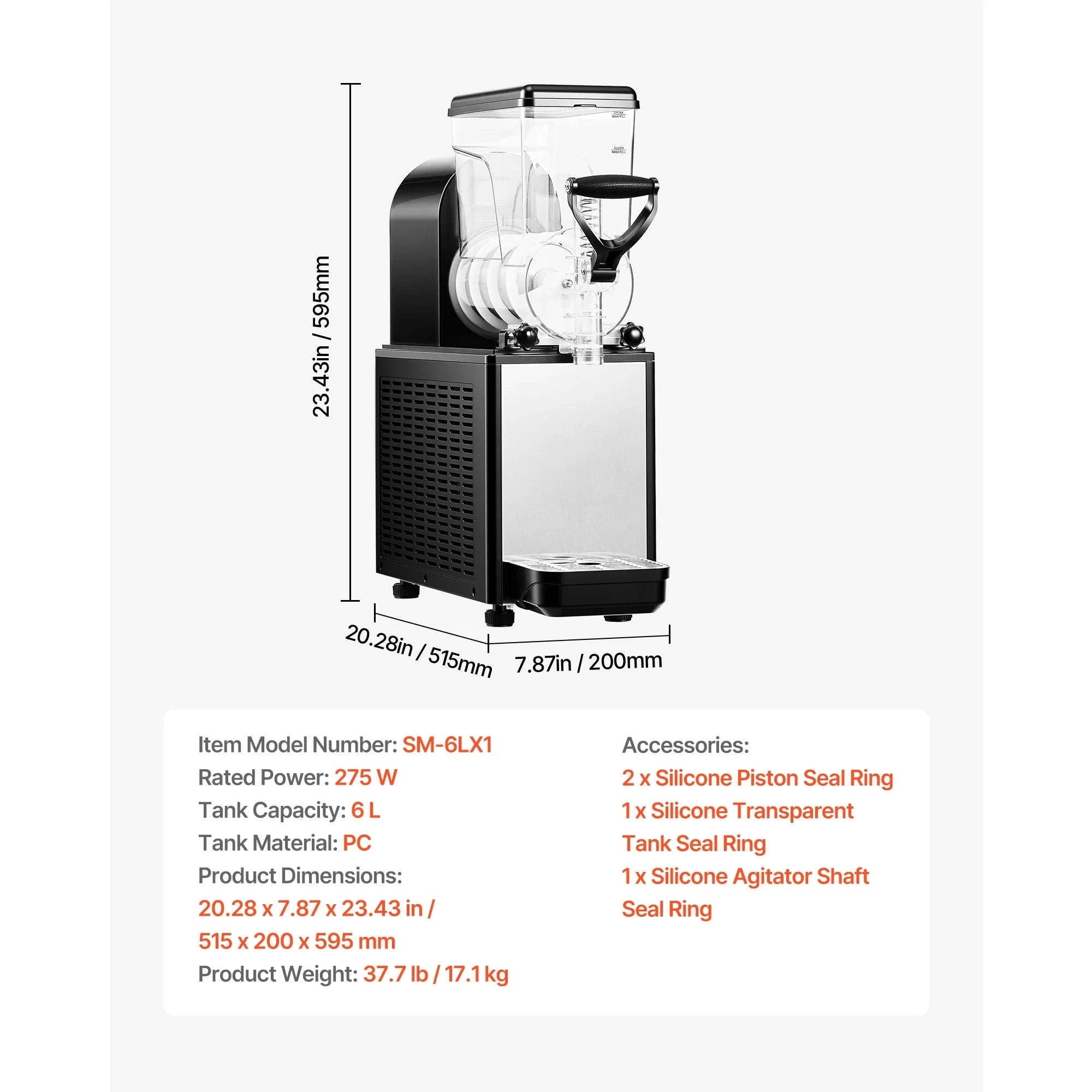 6L Commercial Slushy Machine with Self-Cleaning-1x6L / United States