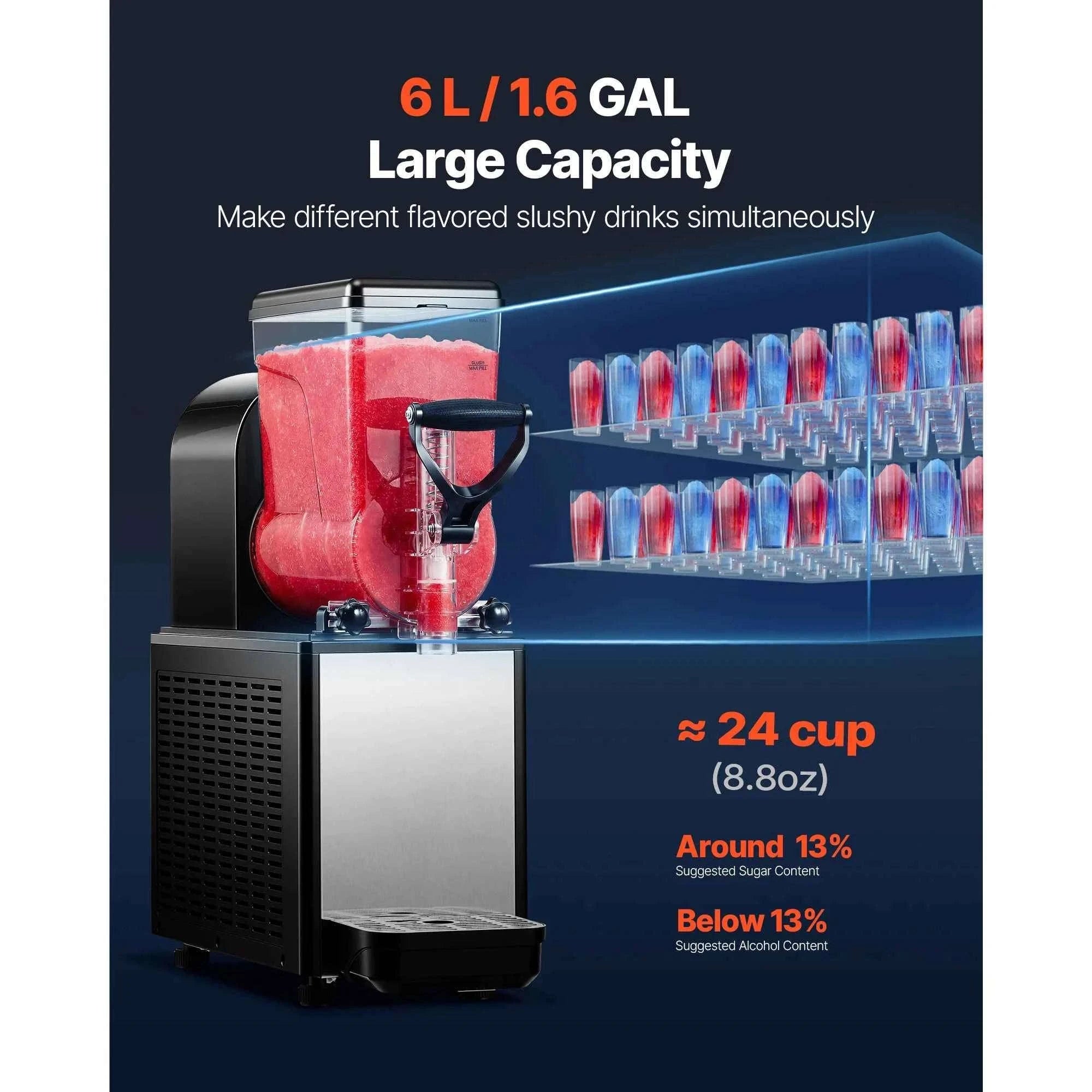 6L Commercial Slushy Machine with Self-Cleaning-1x6L / United States