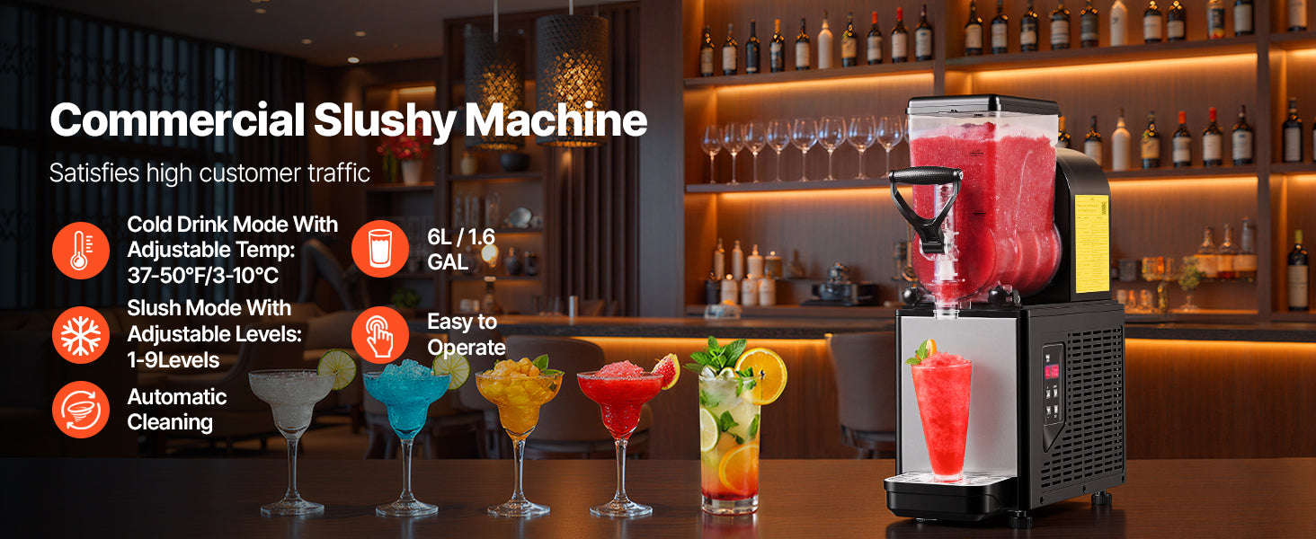 6L Commercial Slushy Machine with Self-Cleaning-1x6L / United States