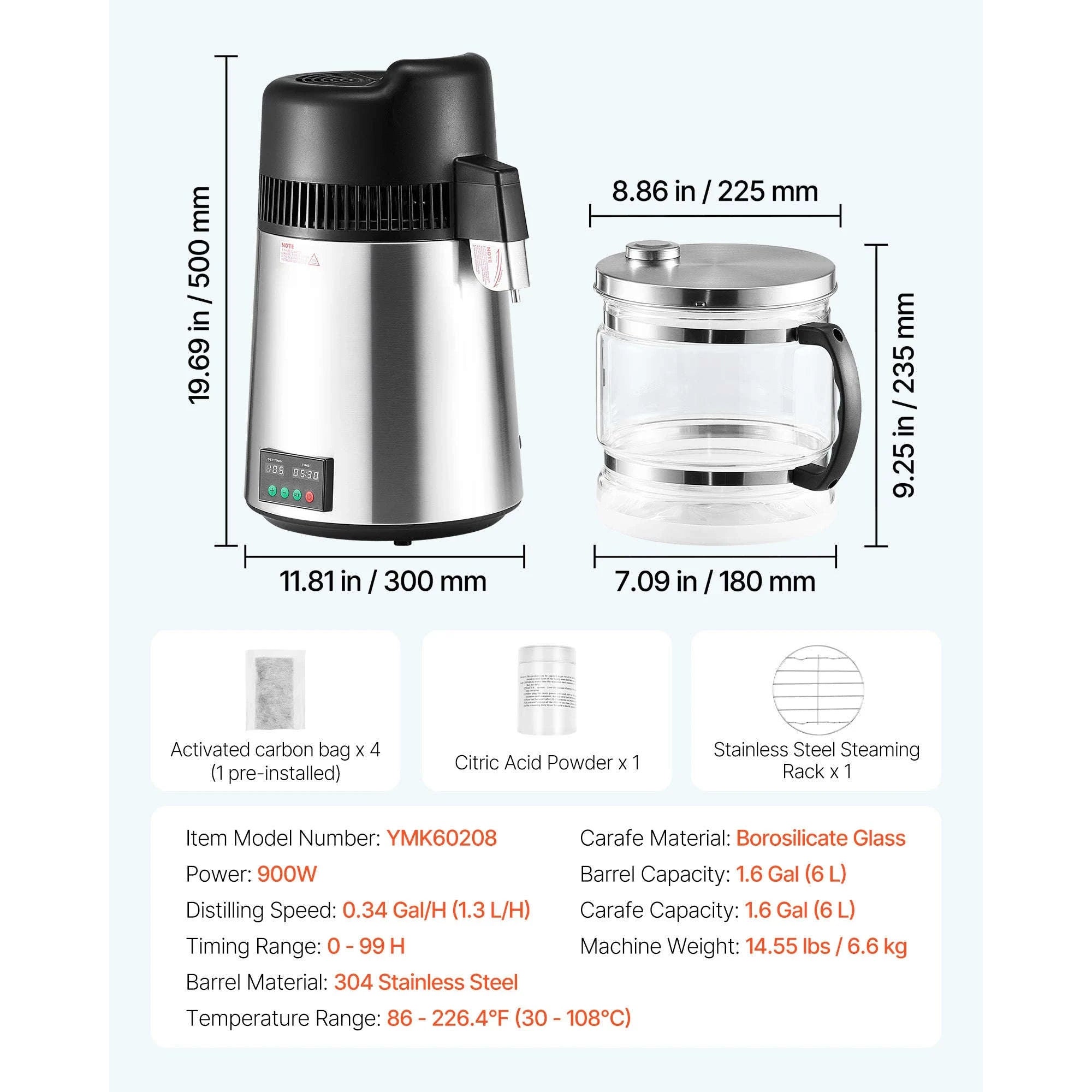 6L Countertop Water Distiller 900W White-6L White / United States