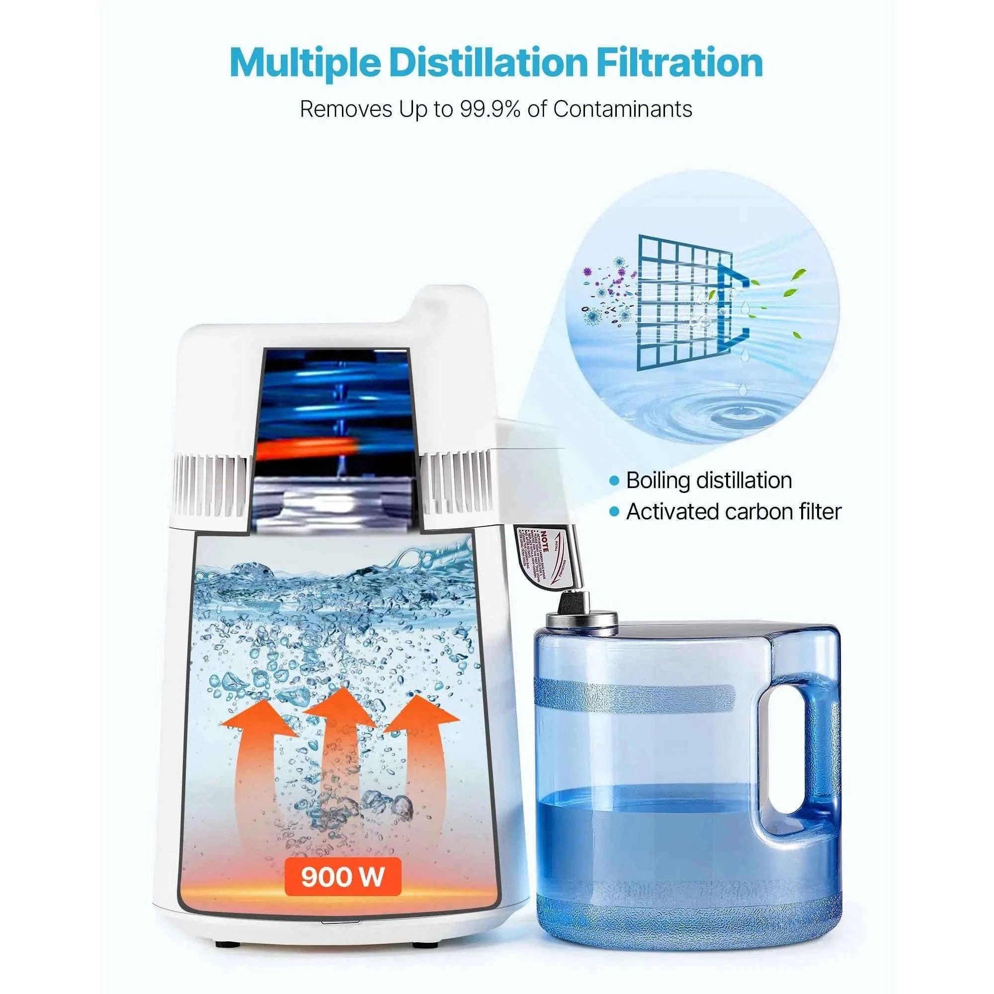 6L Countertop Water Distiller 900W White-6L White / United States