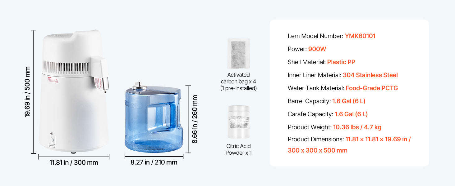 6L Countertop Water Distiller 900W White-6L White / United States
