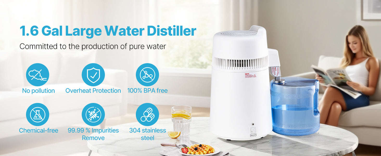 6L Countertop Water Distiller 900W White-6L White / United States