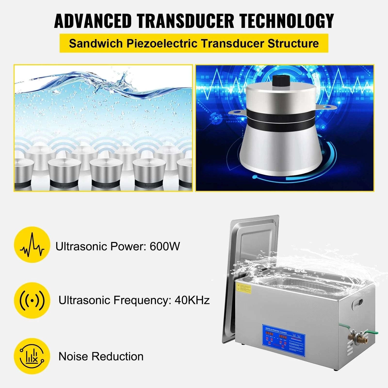 6L Ultrasonic Cleaner Machine with Digital Timer & Heat Control-6L / United States