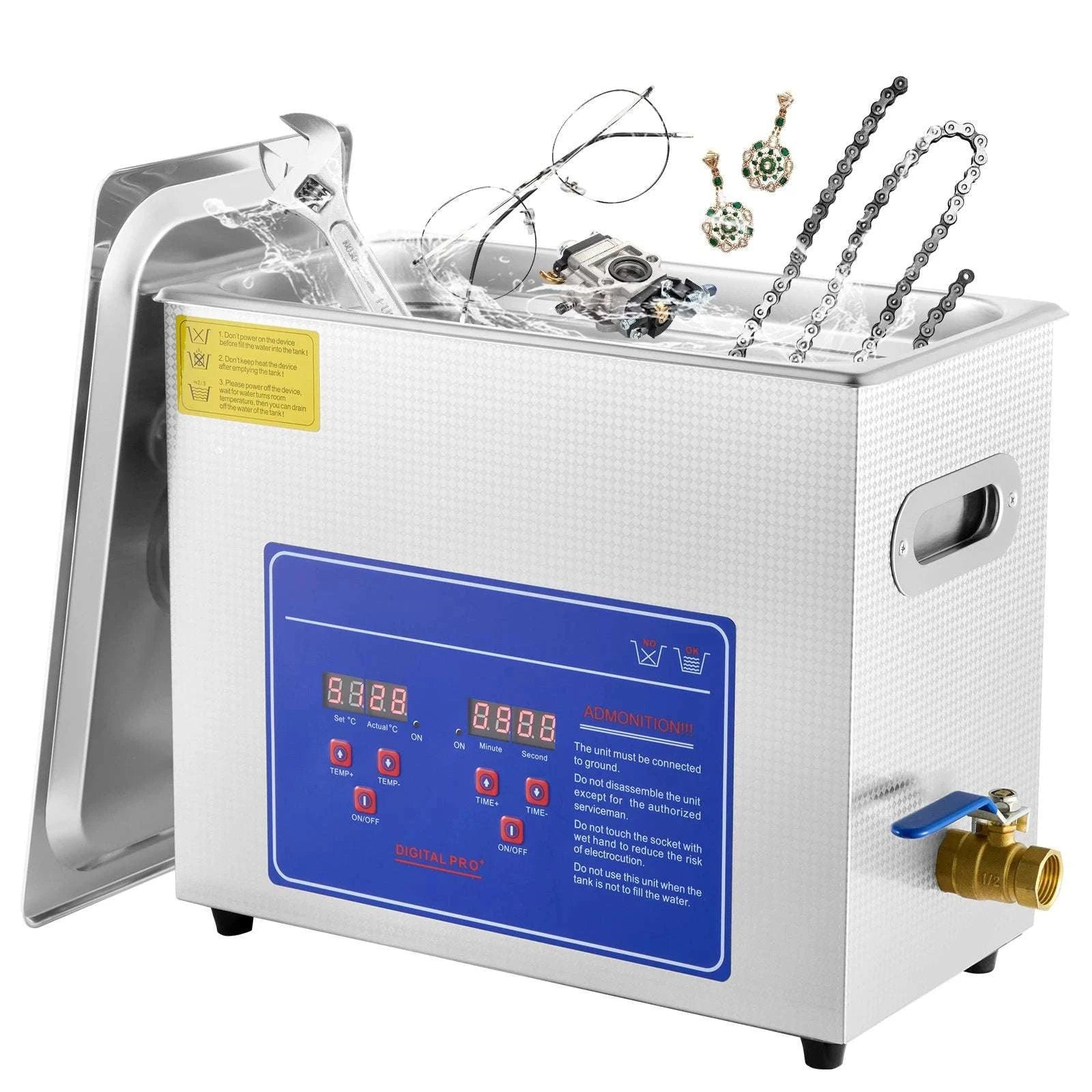 6L Ultrasonic Cleaner with Heater & Timer for Jewelry Cleaning-CZECH REPUBLIC