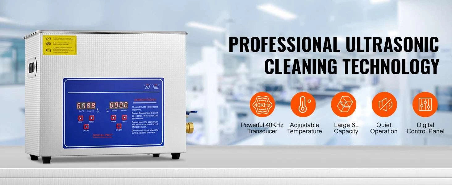6L Ultrasonic Cleaner with Heater & Timer for Jewelry Cleaning-CZECH REPUBLIC