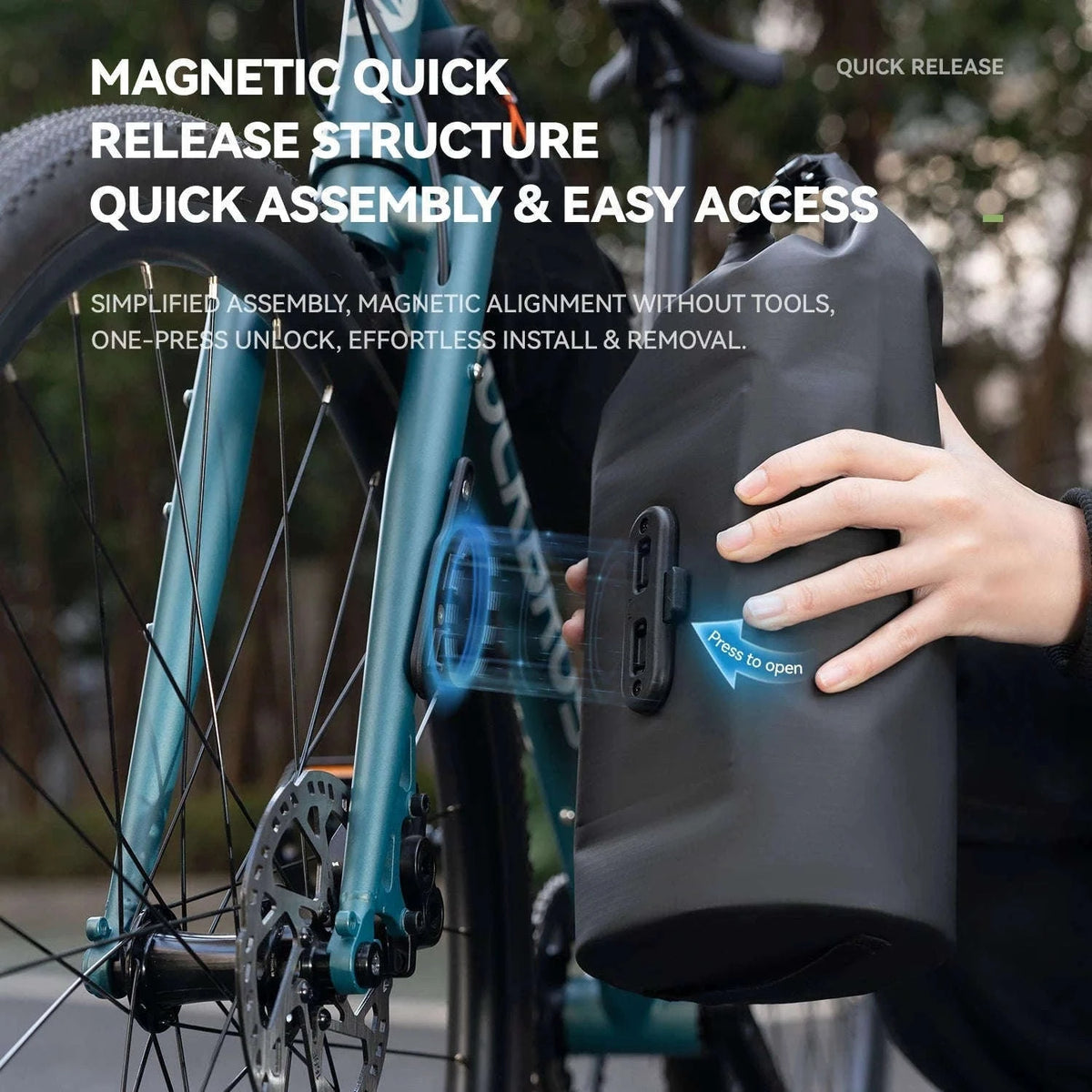 6L Waterproof Bikepacking Fork Bag with Magnetic Mount-H75