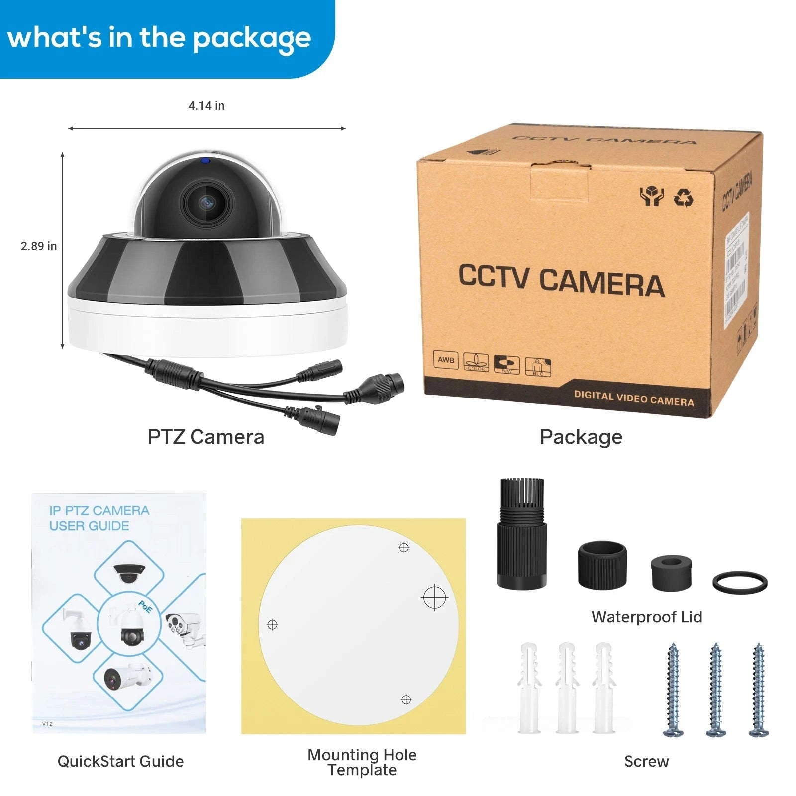 6MP POE PTZ Dome IP Camera – Outdoor Surveillance-6MP 3X ZOOM / Auto Varifocal / United States