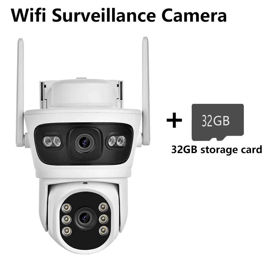 6MP Solar WiFi Security Camera Outdoor Dual Lens PTZ 360° View-Camera add 32G Card
