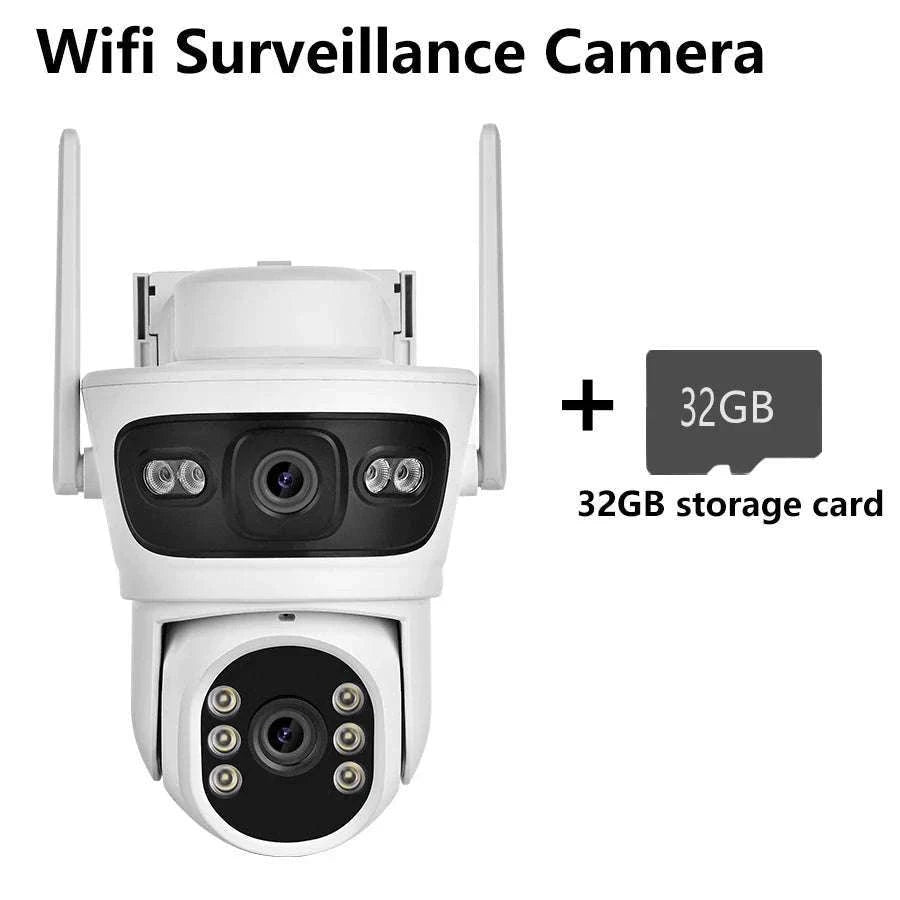 6MP Solar WiFi Security Camera Outdoor Dual Lens PTZ 360° View-Camera add 32G Card