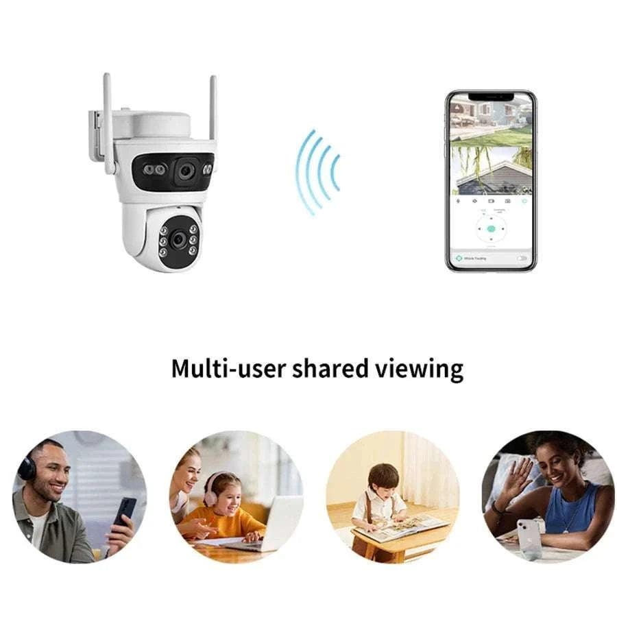 6MP Solar WiFi Security Camera Outdoor Dual Lens PTZ 360° View-Camera add 32G Card