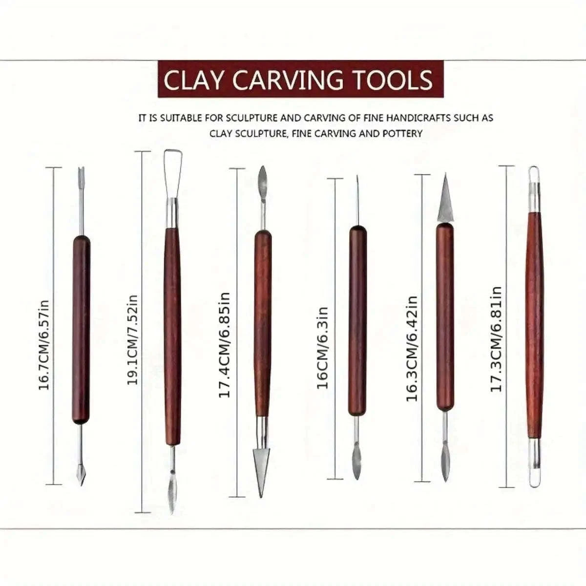 6PCS Clay Sculpting Tools Set with Wood Handles & Steel Tips-United States / 6pcs