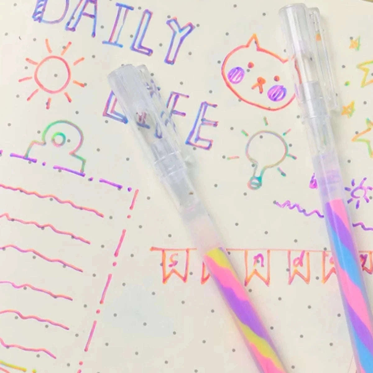 6pcs Glitter Gel Highlighter Pens Set for Notes and Crafts-A