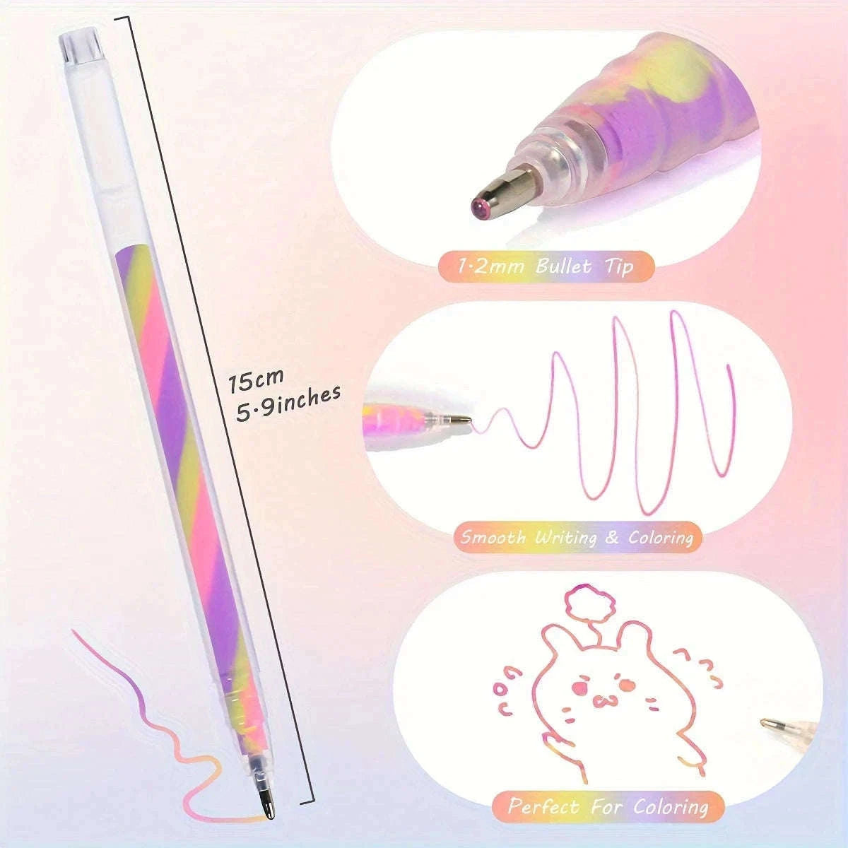 6pcs Glitter Gel Highlighter Pens Set for Notes and Crafts-A