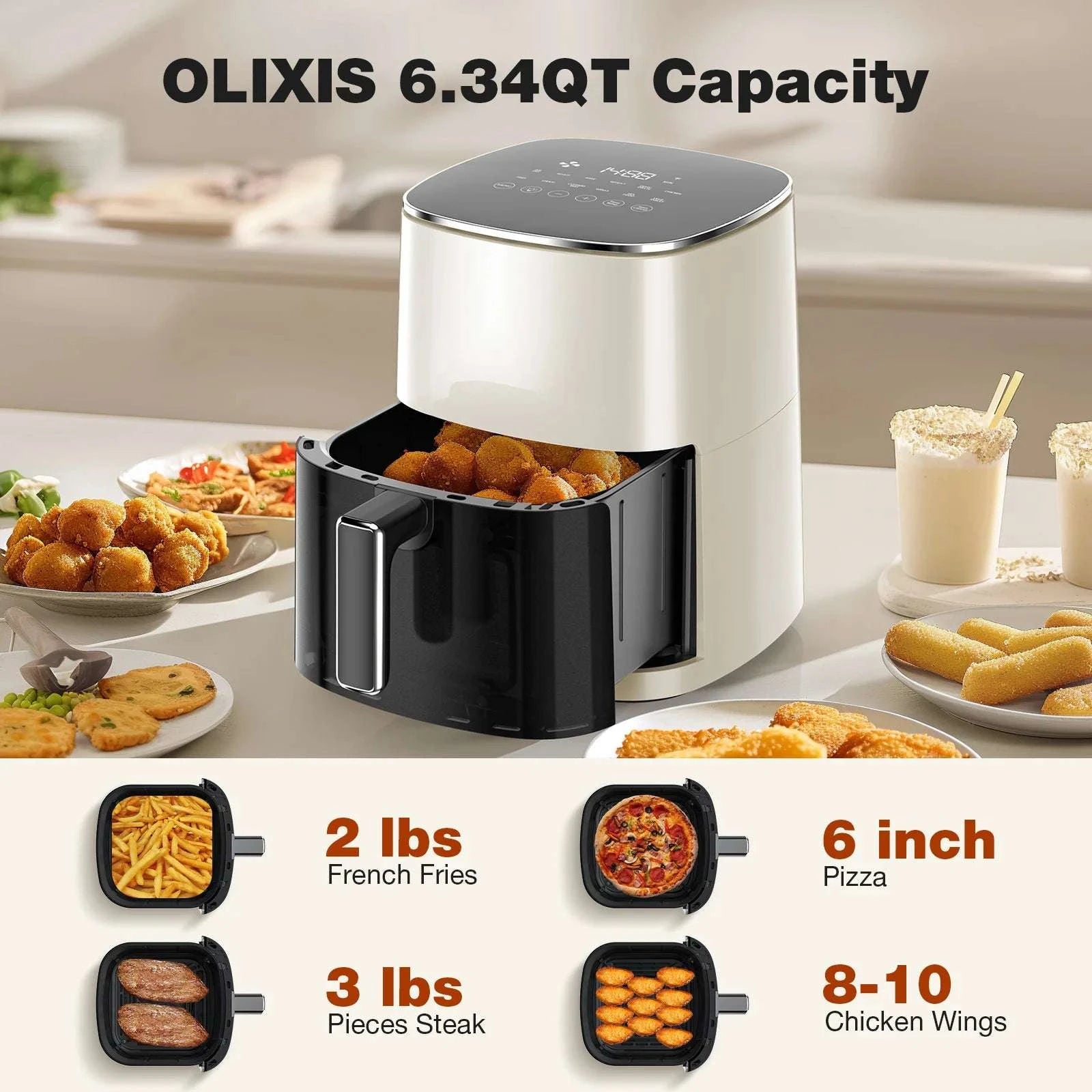 6QT Air Fryer with Window, 12-in-1 Cooking up to 400°F-