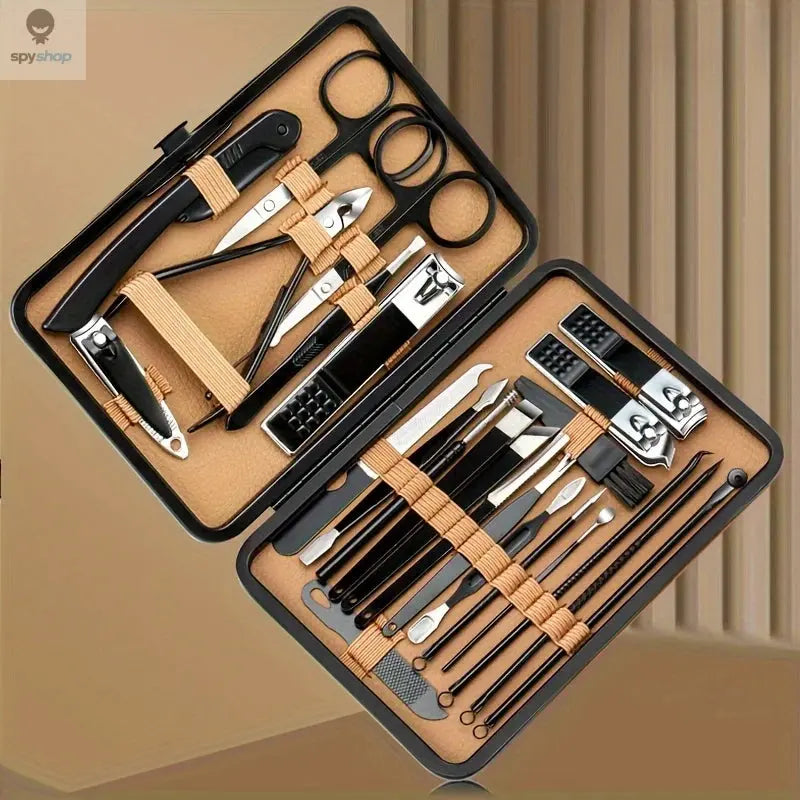 7/16/18Pcs Manicure Set Stainless Steel Professional Pedicure Kit Nail Grooming Kit Clippers Kit with Black PU Leather Case