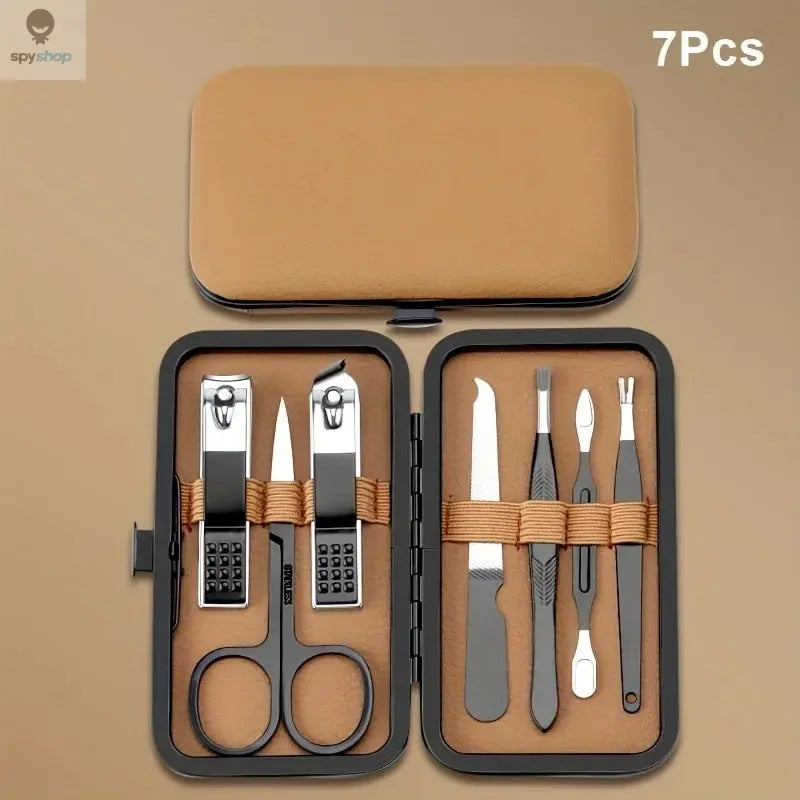 7/16/18Pcs Manicure Set Stainless Steel Professional Pedicure Kit Nail Grooming Kit Clippers Kit with Black PU Leather Case